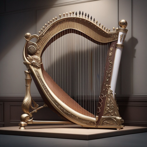Es soll ein Instrument sein, das von einem Menschen gespielt werden kann
"Photorealistic orthographic right side view of a harp-based brass orchestra instrument, 4K resolution:
• Camera: orthographic projection, exakt 90° von der Front, zentriert auf das Instrument, keine Randabschneidung.
• Hintergrund: nahtlos reines Weiß (RGB 255,255,255), keine Texturen oder Schattenwurf auf Hintergrund.
• Beleuchtung: Drei-Punkt-Studio-Setup mit weichem Key-Light (links oben), Fill-Light (rechts vorne, 50 % Intensität) und Rim-Light (hinten rechts, betont Kanten).
• Rahmen: Geradliniger Harfenkörper aus hellem Eichenholz mit sichtbarer Maserung (Subsurface Scattering 0,05), vier Holzbögen, Höhe ~1 m, Breite ~0.6 m.
• Saiten: 12 parallele Metallsaiten (Dicke 2 mm, Edelstahl mit leicht matter Oberfläche), gleichmäßig von oben nach unten gespannt.
• Luftreservoir: UV-Sphere (Radius 0.05 m) hinter dem Mundstück in der Harfenmitte, Messing-Shader (Metallic 1.0, Roughness 0.1).
• Mundstück: konischer Messing-Zylinder (Länge 0.1 m, Durchmesser oben 0.03 m, unten 0.02 m), zentriert an der Unterseite der Holzbasis.
• Ventilhebel: 12 kleine Messinghebel (Zylinder 0.02 m × 0.005 m), je einer pro Saite, im Abstand von 0.05 m entlang des Holzkörpers.
• Hörner (von links nach rechts in dieser Seitenansicht, oberes Halbkreis-Layout):
– 1 Trompete (Rohrlänge 0.5 m, Trichter Ø 0.15 m)
– 1 Flügelhorn (Rohrlänge 0.6 m, Trichter Ø 0.18 m, leicht kegelförmig)
– 1 Kornett (Rohrlänge 0.45 m, Trichter Ø 0.14 m, kompakter Windungskörper)
– 1 Mellophon (Rohrlänge 0.8 m, Trichter Ø 0.2 m, im Winkel 45° nach oben)
– 1 Waldhorn (French Horn) (Rohr verschlungen: 1.2 m, Trichter Ø 0.22 m, geöffneter Bogen)
– 1 Posaune (Tenor) (Rohrlänge 1.0 m mit Mini-Slide, Trichter Ø 0.25 m)
– 1 Posaune (Bass) (Rohrlänge 1.2 m mit Slide, Trichter Ø 0.3 m)
– 1 Euphonium (Rohr verschlungen: 1.1 m, Trichter Ø 0.28 m)
– 1 Sousaphon (Rohrkörbe: 1.4 m, Trichter Ø 0.35 m, umschließt grob die Harfenbasis)
– 1 Tuba (Rohr verschlungen: 1.5 m, Trichter Ø 0.4 m)
• Rohr-Verbindungen: feine Messingleitungsrohre (Durchmesser 0.015 m), sichtbar von Ventilen im Holz zur Unterseite der Hörner; gleichmäßig in 4 Ebenen angeordnet.
• Materialien:
– Holz: oak_diffuse.jpg + leichtes Bump-Map,
– Metall: Principled BSDF (Base Color #D4AF37, Metallic=1, Roughness=0.15),
– Reflektionen: weiche, aber klare Highlights an allen Metallflächen.
• Schatten: sanfte, weiche Ground-Shadows direkt unter dem Instrument, keine harten Kanten.
• Komposition: Instrument zentriert, waagrechter Bildausschnitt, 10 % Randabstand oben und unten, 15 % rechts und links."
)